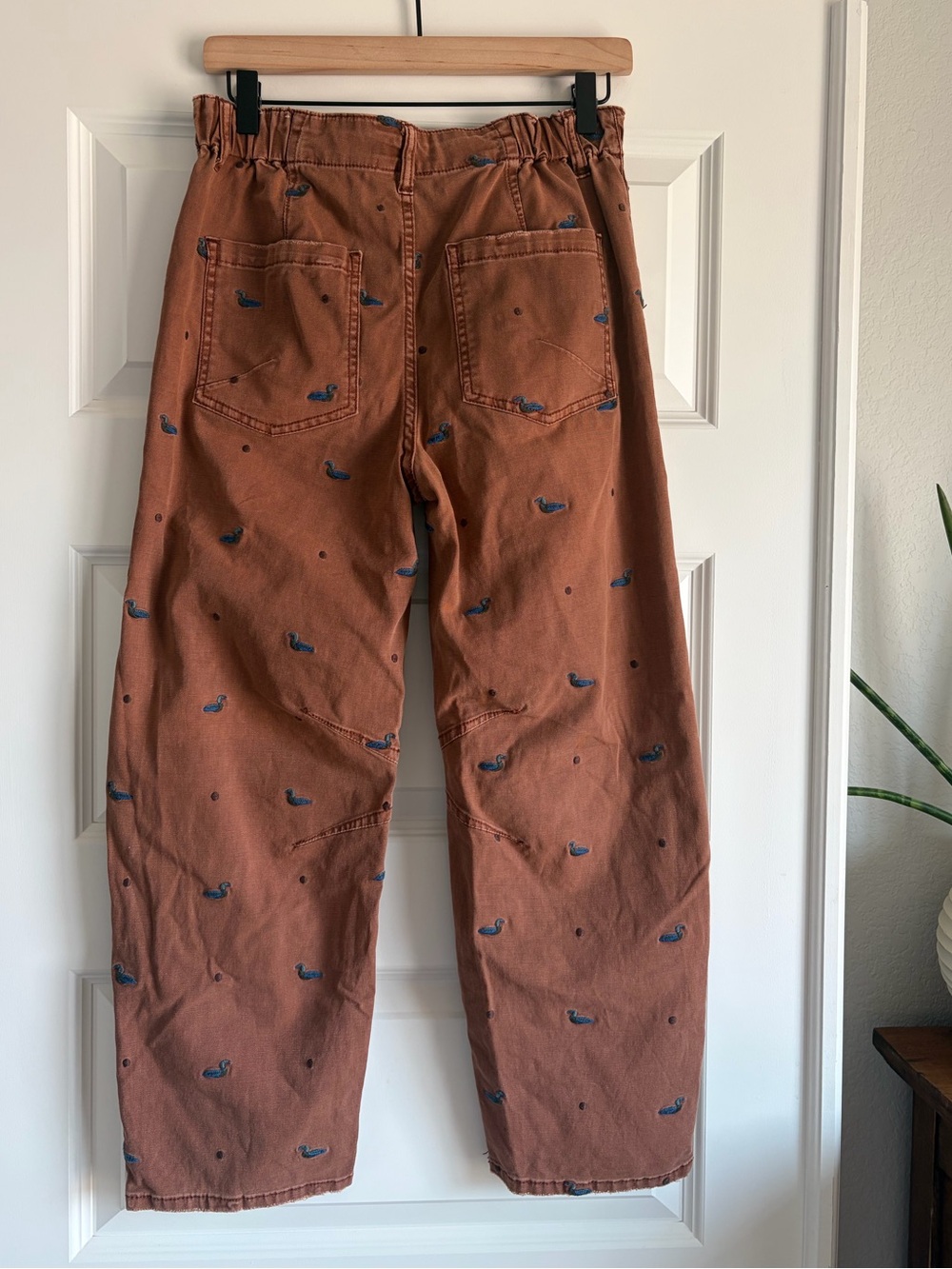 Anthropologie Embroidered Duck Barrel Pants - Picture 3 of 5